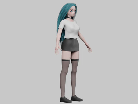 Standard cute girl V35801 3D Model
