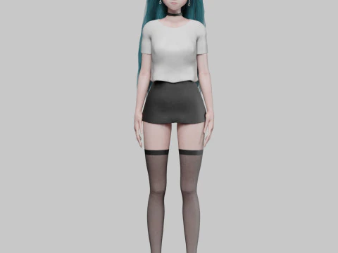 Standard cute girl V35801 3D Model