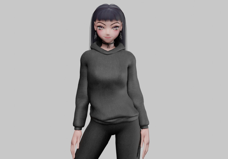 Stylized anime girl V33566 3D Model .c4d .max .obj .3ds .fbx .stl .blend 