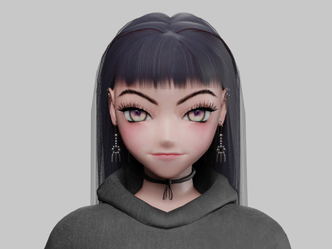 Stylized anime girl V33566 3D Model