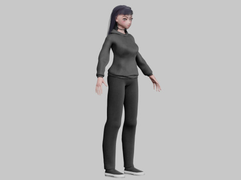 Stylized anime girl V33566 3D Model