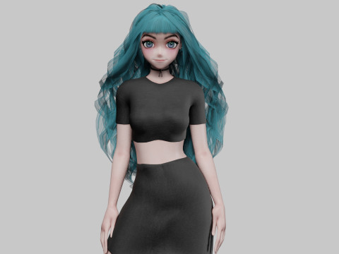 Stylized cute girl V40803 3D Model