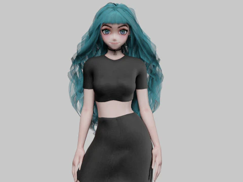 Jolie fille stylis&eacute;e V40803 Modèle 3D