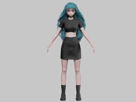Stylized cute girl V40803 3D 模型