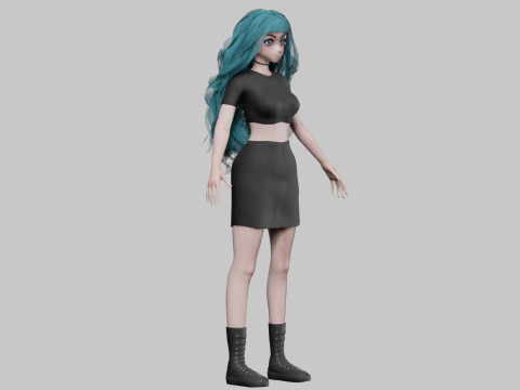 Stylized cute girl V40803 3D 模型