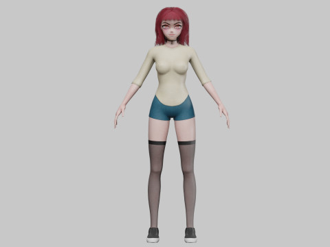 Sweet anime girl V33866 Model 3D