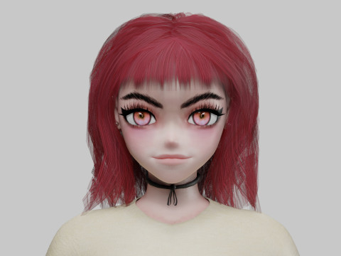 Sweet anime girl V33866 Model 3D