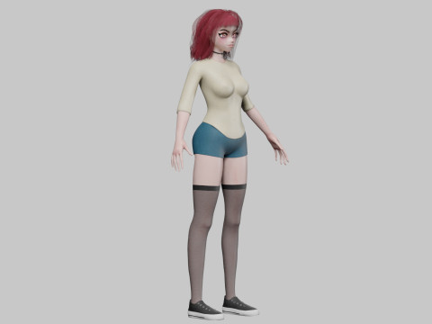 Sweet anime girl V33866 Model 3D