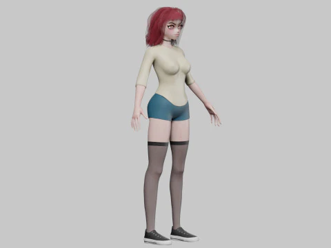 Sweet anime girl V33866 3D Model