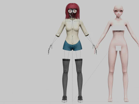 Sweet anime girl V33866 3D Model