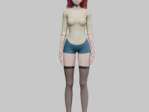 Sweet anime girl V33866 3D Model