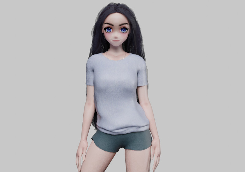 Teen anime girl V41647 3Dモデル .c4d .max .obj .3ds .fbx .stl .blend 