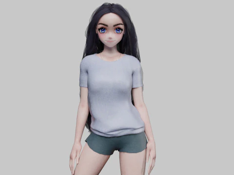 Девушка-подросток из аниме V41647 3D Модель