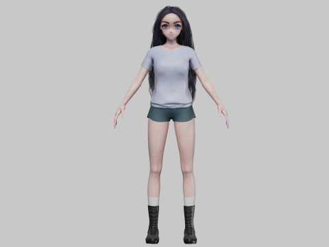 Teen anime girl V41647 3Dモデル