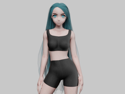 Young anime girl V35049 3D Model