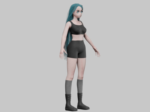 Young anime girl V35049 Model 3D