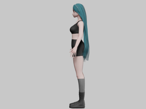 Young anime girl V35049 Model 3D