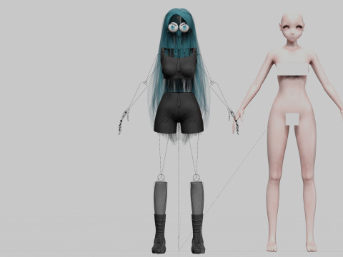 Young anime girl V35049 Model 3D