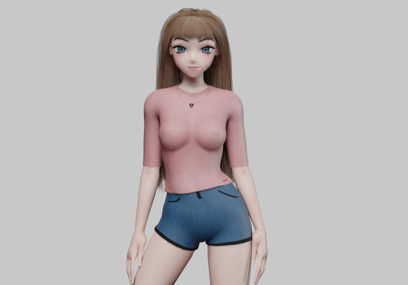 Young cute girl V36053 Modelo 3D .c4d .max .obj .3ds .fbx .stl .blend