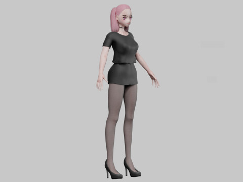 Anime Basic girl V24881 3D Модель