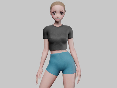 Anime Beautiful girl V19025 3D Model