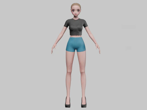 Anime Beautiful girl V19025 3D Model