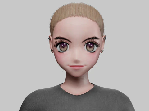 Anime Beautiful girl V19025 3D Model