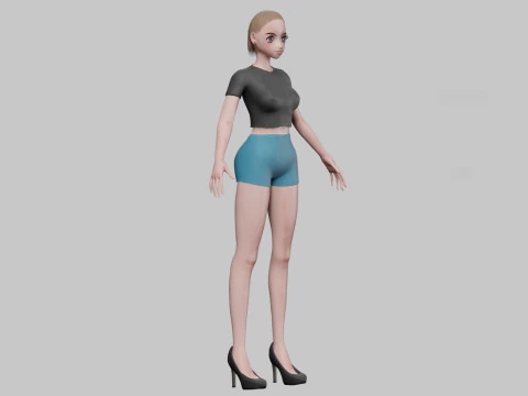 Anime Beautiful girl V19025 3D Model