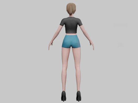 Anime Beautiful girl V19025 3D Model