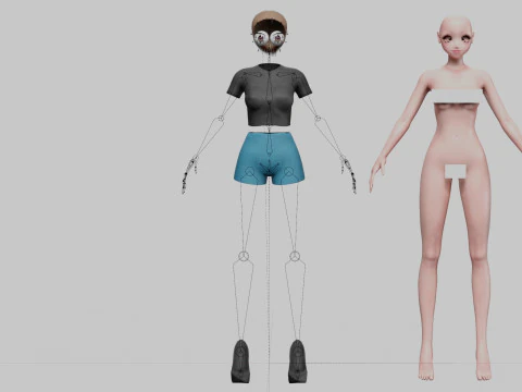 Anime Beautiful girl V19025 3D Model
