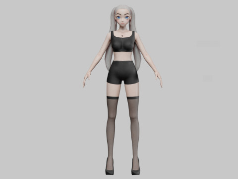 Anime Cartoon girl V24632 3D मॉडल