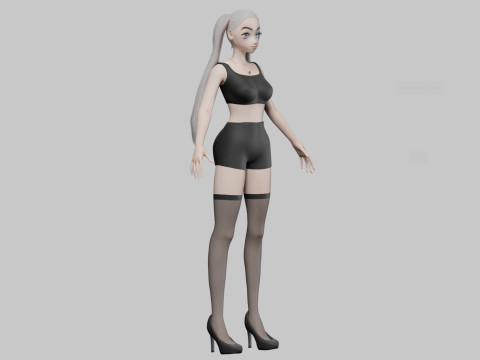 Anime Cartoon girl V24632 3D मॉडल