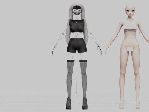 Anime Cartoon girl V24632 3D मॉडल