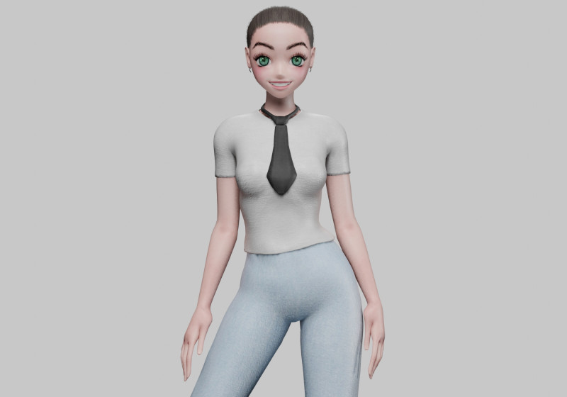 Anime classic girl V22158 3D Model .c4d .max .obj .3ds .fbx .stl .blend