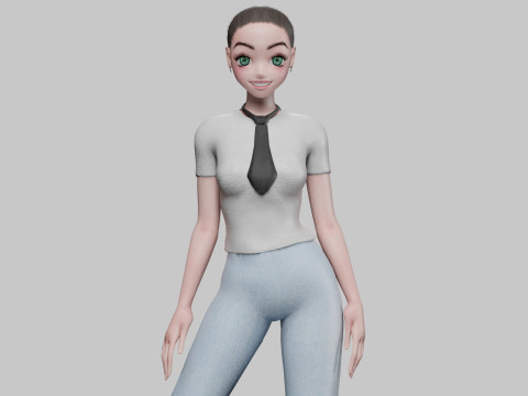 Anime classic girl V22158 3D मॉडल