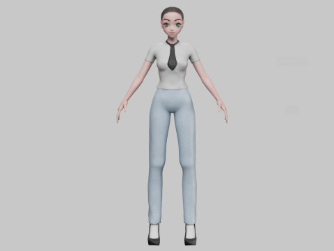 Anime classic girl V22158 3D Model