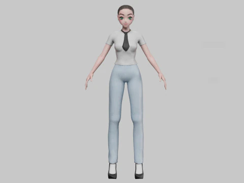Anime classic girl V22158 3D Model