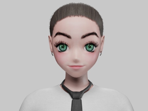 Anime classic girl V22158 3D Model