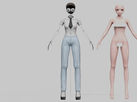 Anime classic girl V22158 3D Model