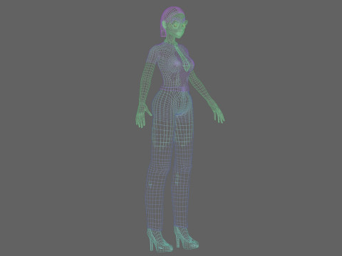 Anime classic girl V22158 3D Model