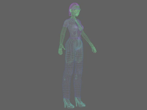 Anime classic girl V22158 3D Model