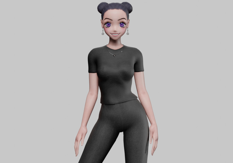 Anime cool girl V23014 Model 3D .c4d .max .obj .3ds .fbx .stl .blend 