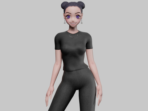 Anime cool girl V23014 3D 모델