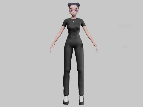 Anime cool girl V23014 Model 3D