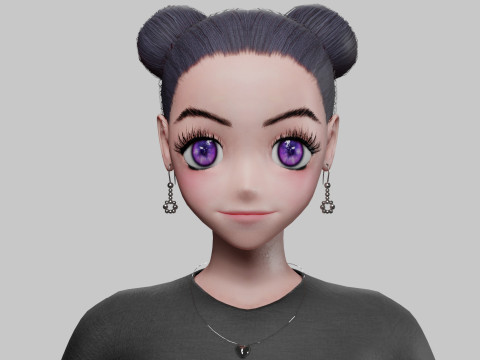 Anime cool girl V23014 Model 3D