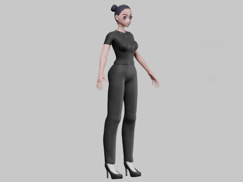 Anime cool girl V23014 Model 3D