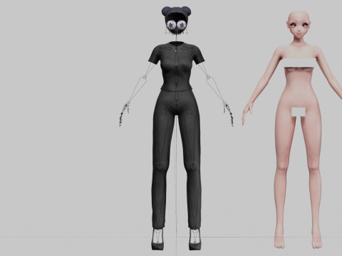 Anime cool girl V23014 Model 3D