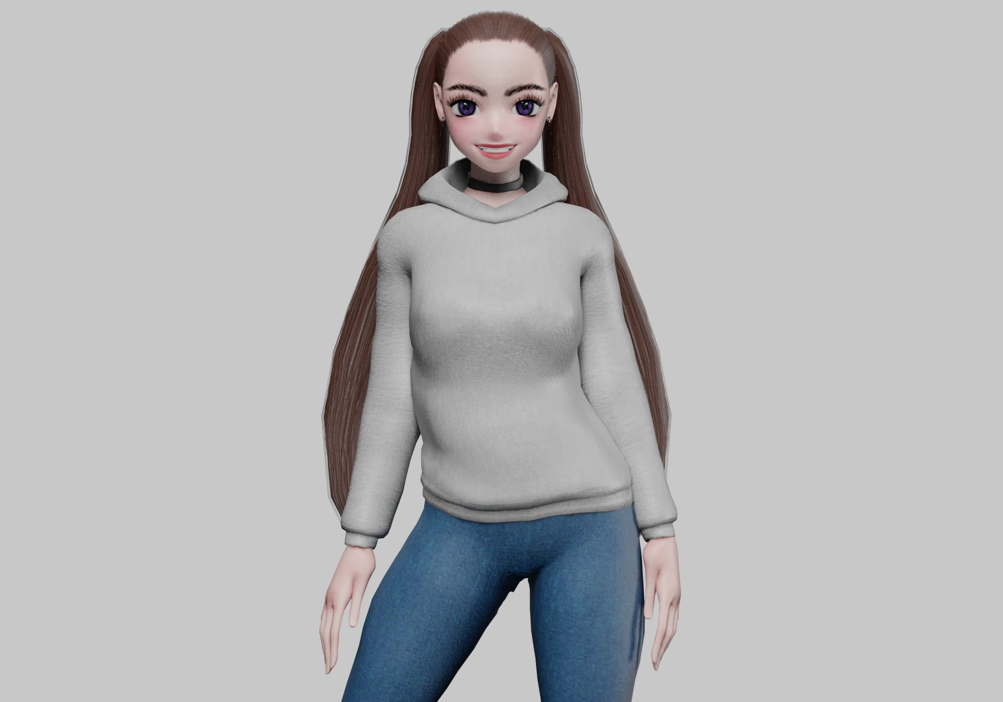 Anime cute girl V23094 3D Model .c4d .max .obj .3ds .fbx .stl .blend 