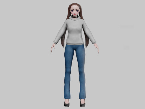 Anime cute girl V23094 Modèle 3D