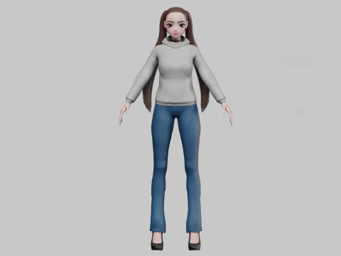 Anime cute girl V23094 3D Model